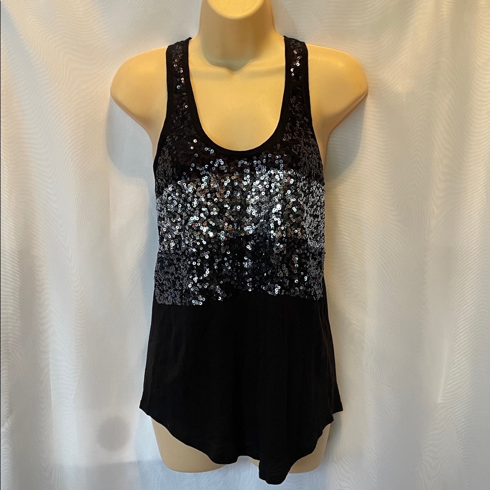 Black and Sequin Racer Back Tank